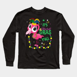 Flamingo Mardi Gras Beads Long Sleeve T-Shirt